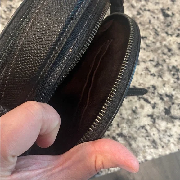 Coach Black Leather Cat Motif Round Crossbody with Yellow Eye Accents - Picture 9 of 11